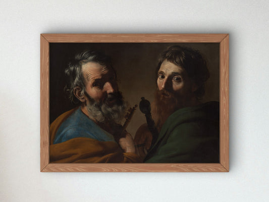Saints Peter and Paul by Bartolomeo Manfredi 1620, Wall Art Print, Fine Art Reproduction, Museum Quality Decor, Poster