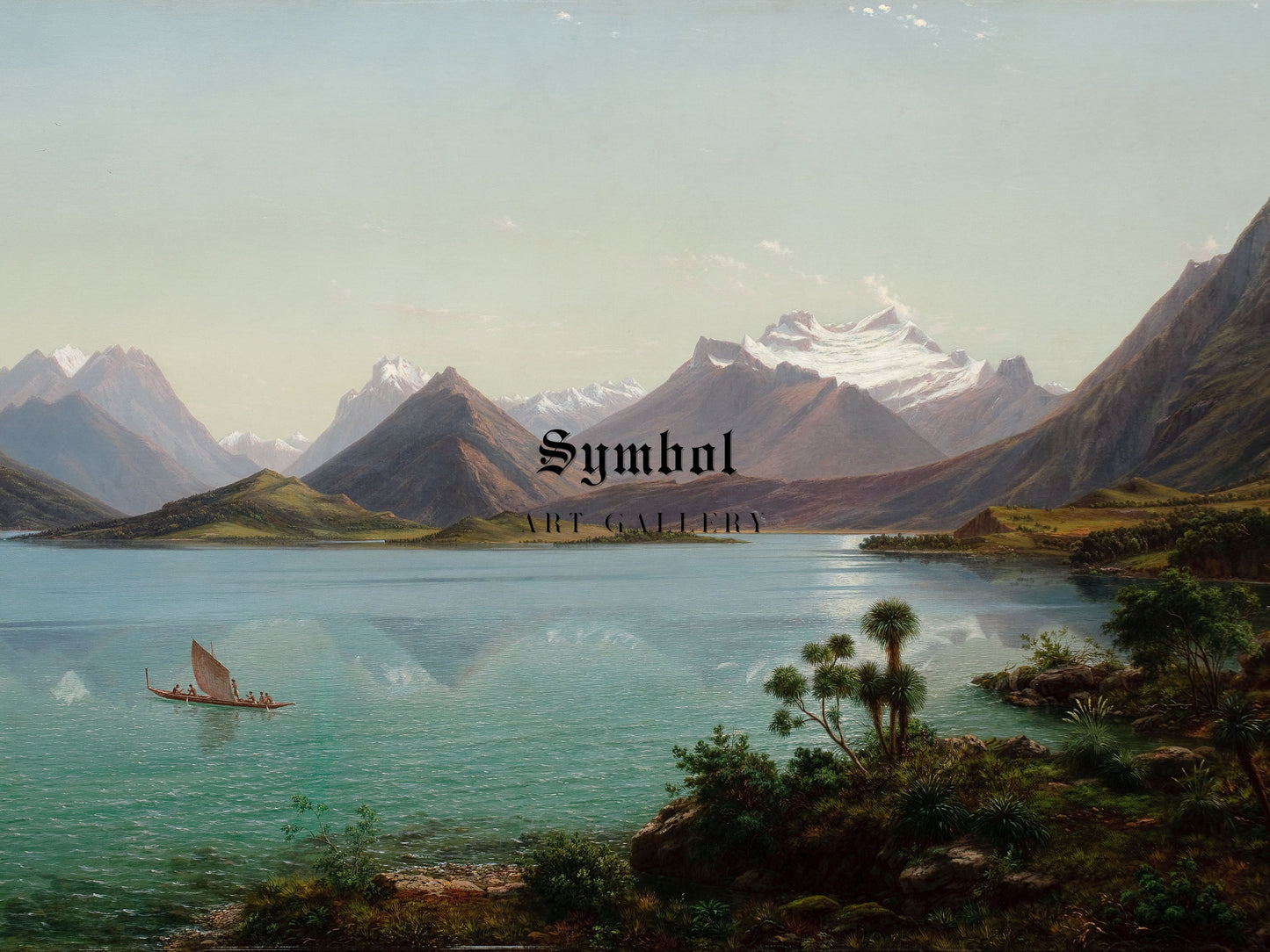 Lake Wakatipu with Mount Earnslaw by Eugene von Guérard 1877, Wall Art Print, Fine Art Reproduction, Museum Quality Decor, Poster