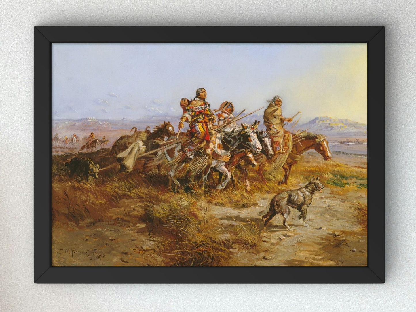 Indian Women Moving by Charles Marion Russell 1898, Wall Art Print, Fine Art Reproduction, Museum Quality Decor, Poster