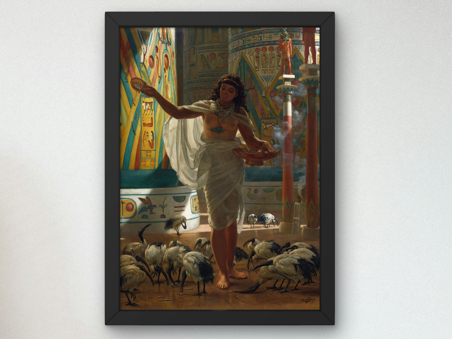 Feeding the Sacred Ibis in the Halls of Karnac by Edward John Poynter 1871, Wall Art Print, Fine Art Reproduction, Museum Quality Decor