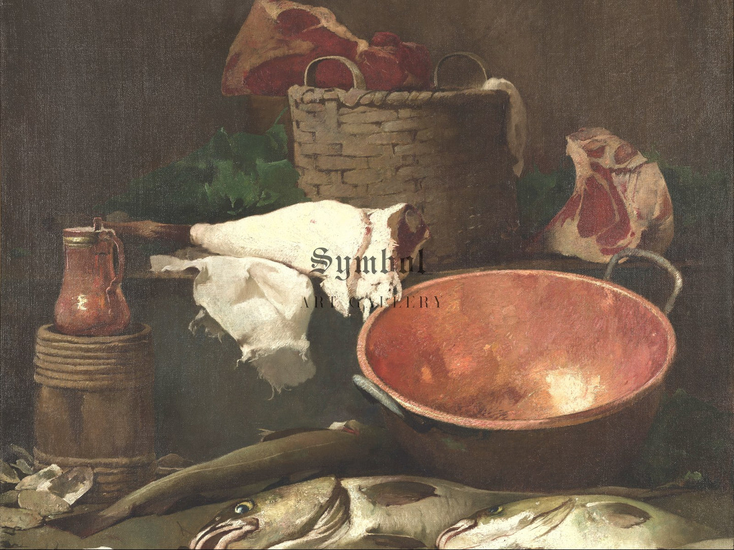 Still Life with Fish and Copper Bowl by Emil Carlsen 1894, Wall Art Print, Fine Art Reproduction, Museum Quality Decor, Poster