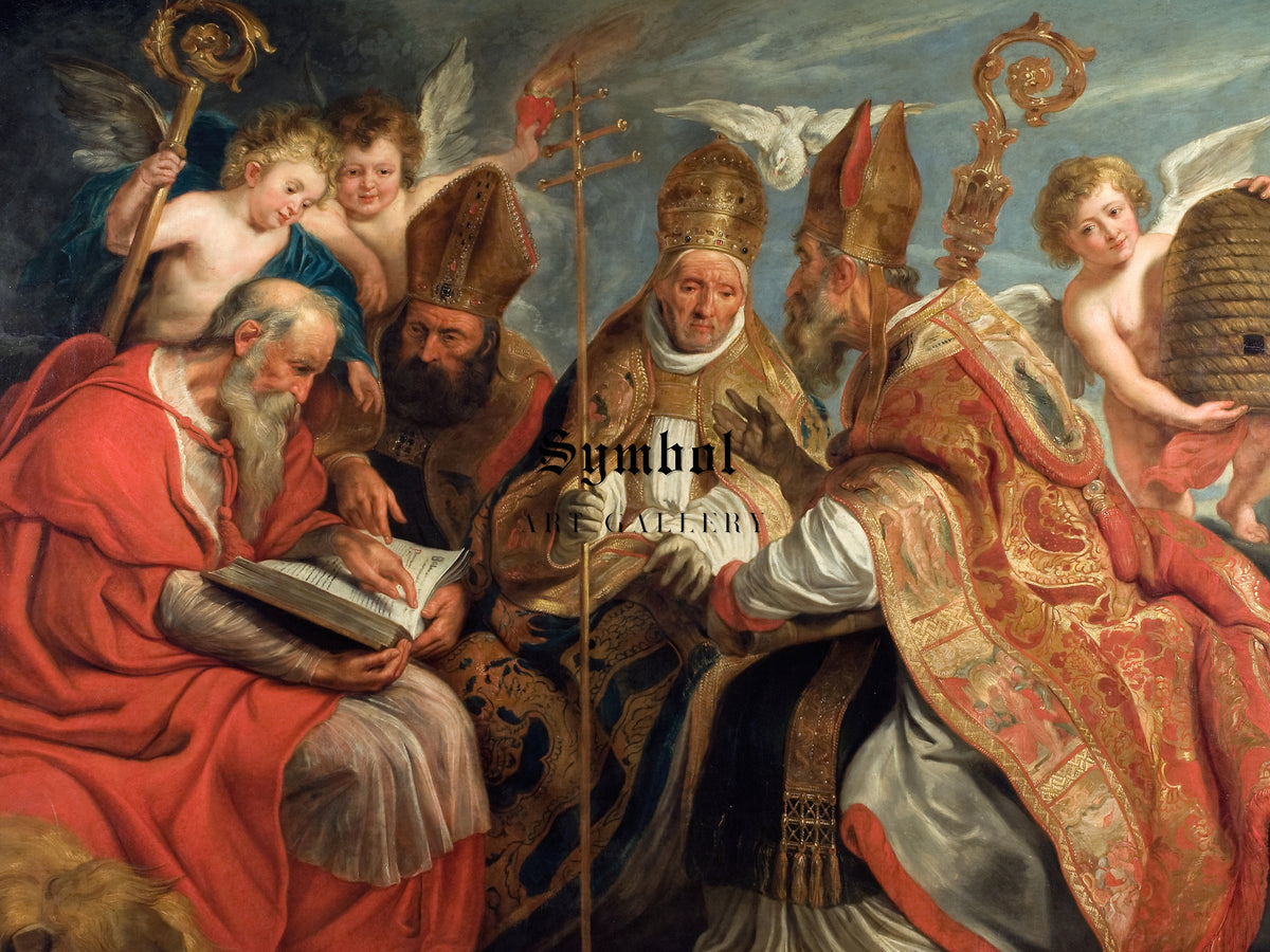 The Four Fathers of the Latin Church by Jacob Jordaens, Wall Art Print, Fine Art Reproduction, Museum Quality Decor, Poster