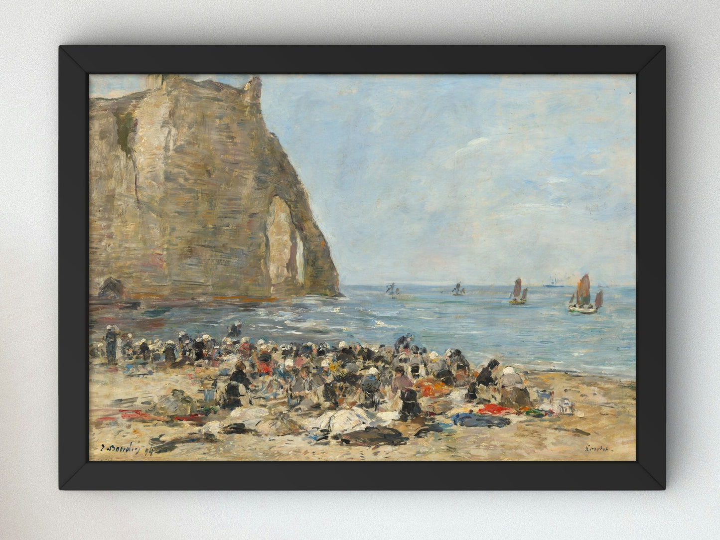 Washerwomen on the Beach of Étretat by Eugène Boudin 1894, Wall Art Print, Fine Art Reproduction, Museum Quality Decor, Poster