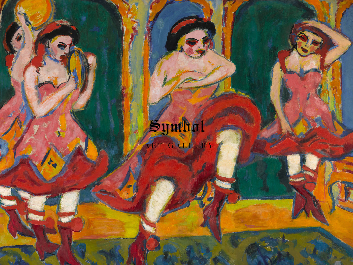 Czardas Dancers by Ernst Ludwig Kirchner 1938, Wall Art Print, Fine Art Reproduction, Museum Quality Decor, Poster