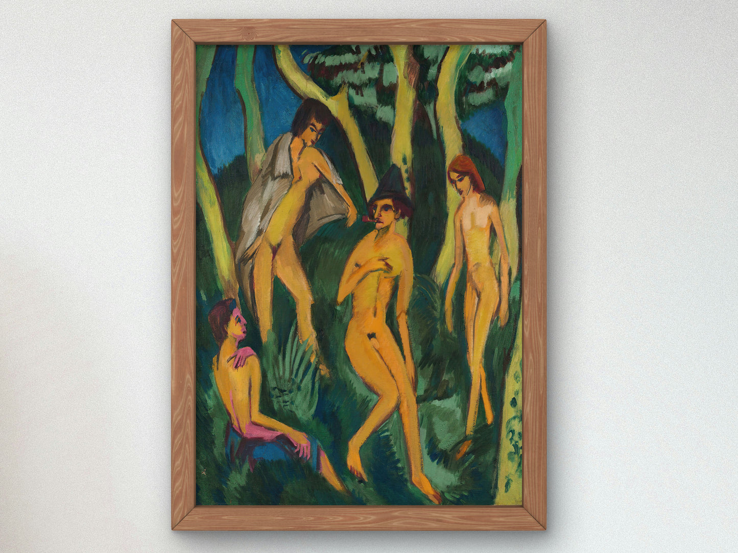 Four Nudes under Trees by Ernst Ludwig Kirchner, Wall Art Print, Fine Art Reproduction, Museum Quality Decor, Poster