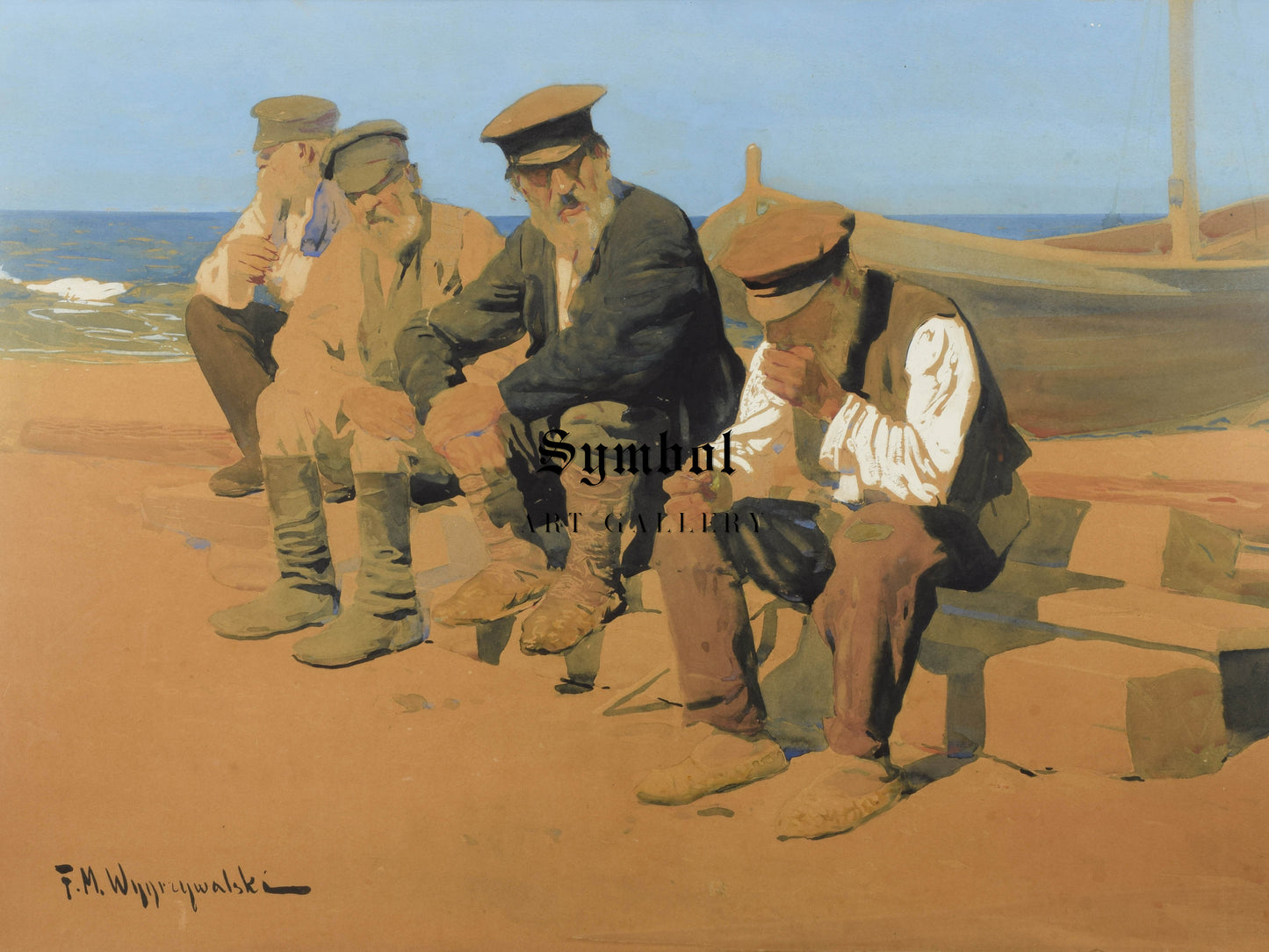 Fishermen by Feliks Michał Wygrzywalski, Wall Art Print, Fine Art Reproduction, Museum Quality Decor, Poster