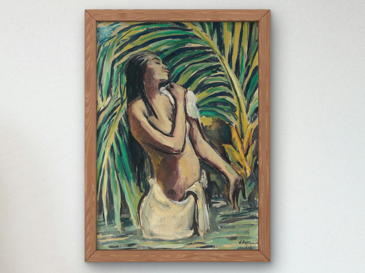 Bathing Hindu Girl by Karl Hofer 1913, Wall Art Print, Fine Art Reproduction, Museum Quality Decor, Poster