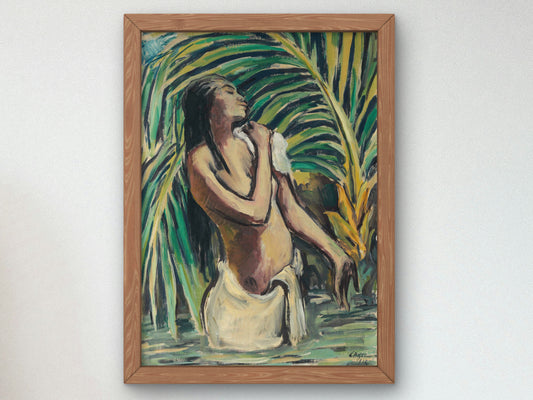 Bathing Hindu Girl by Karl Hofer 1913, Wall Art Print, Fine Art Reproduction, Museum Quality Decor, Poster