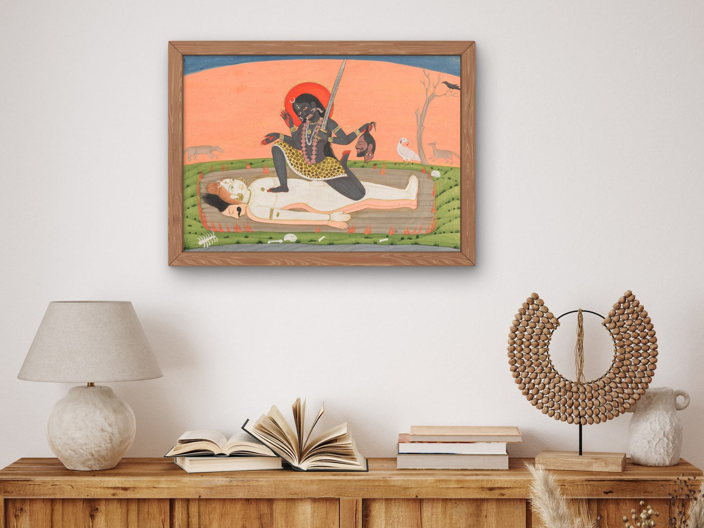Kali on Shiva from a Tantric Devi Series by Unknown Indian artist 1810, Wall Art Print, Fine Art Reproduction, Museum Quality Decor, Poster
