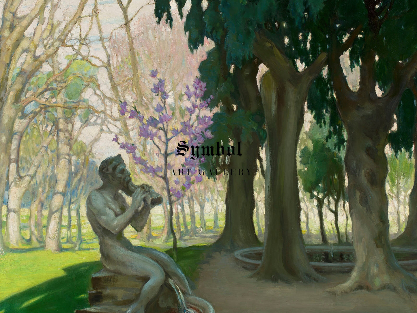 Faun, Villa Borghese by Kazimierz Stabrowski 1924, Wall Art Print, Fine Art Reproduction, Museum Quality Decor, Poster