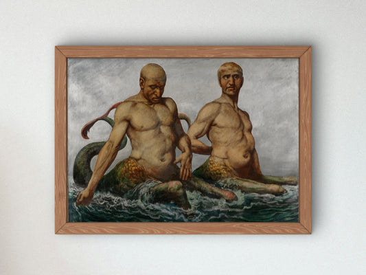 Mermen by Hans Thoma 1900, Wall Art Print, Fine Art Reproduction, Museum Quality Decor, Poster
