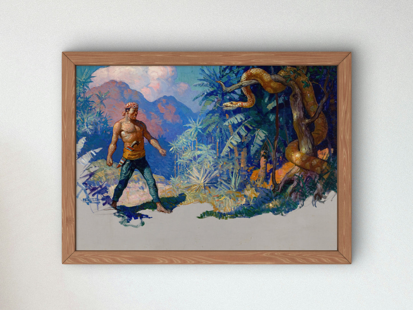 Memgumban Gets the Idea by Newell Convers Wyeth 1920, Wall Art Print, Fine Art Reproduction, Museum Quality Decor, Poster