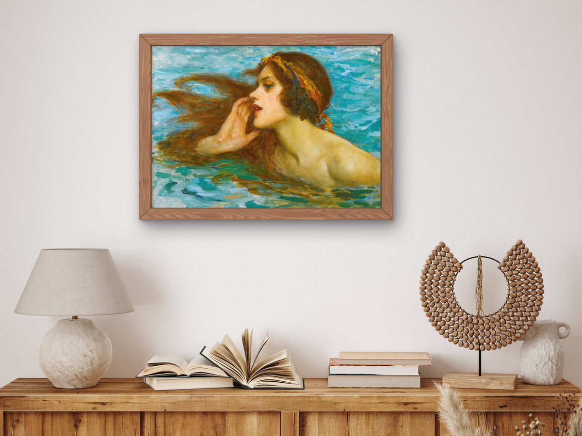 A Little Sea Maiden by William Henry Margetson, Wall Art Print, Fine Art Reproduction, Museum Quality Decor, Poster