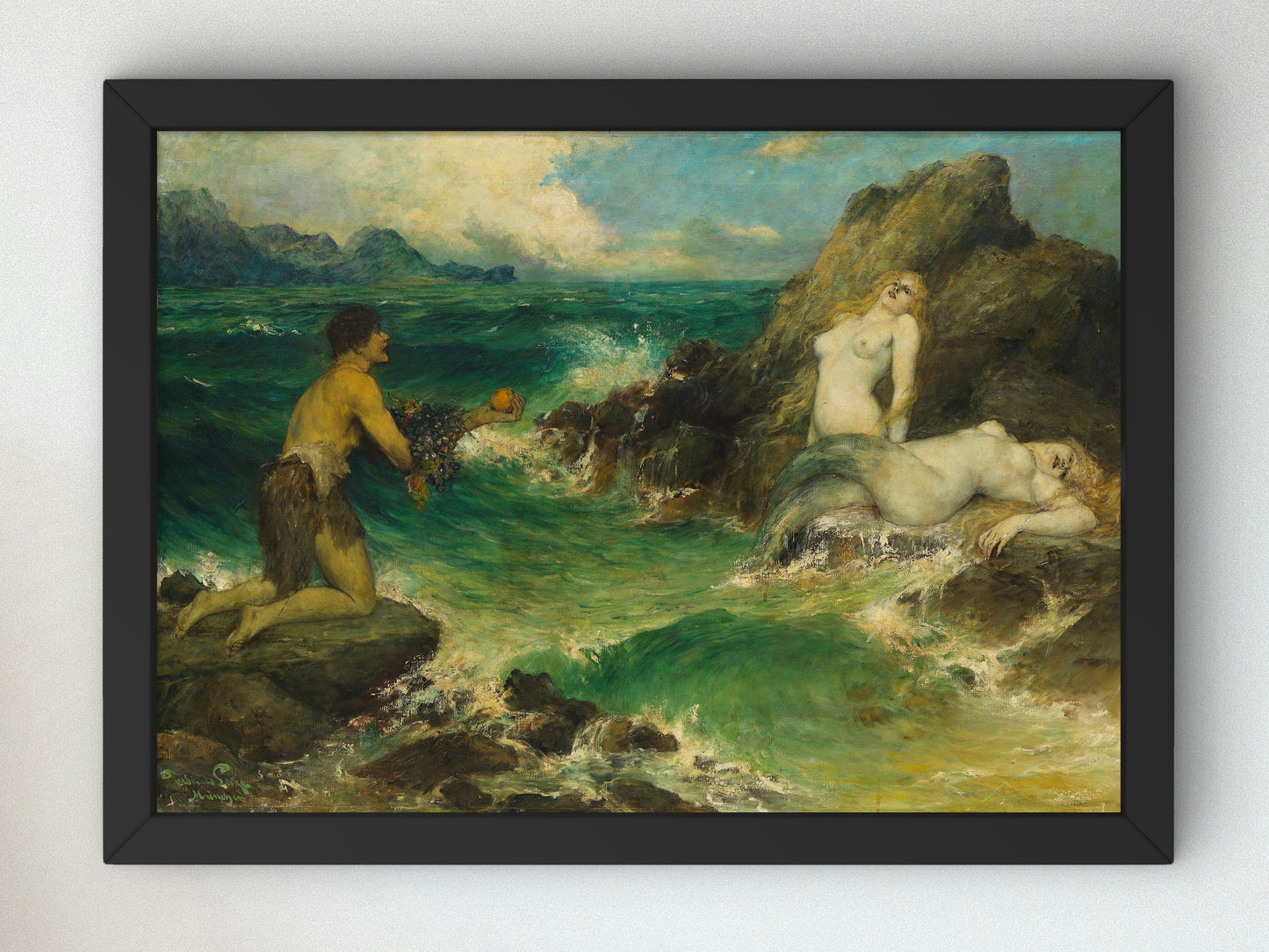 Mermaids by Ferdinand Leeke 1900, Wall Art Print, Fine Art Reproduction, Museum Quality Decor, Poster