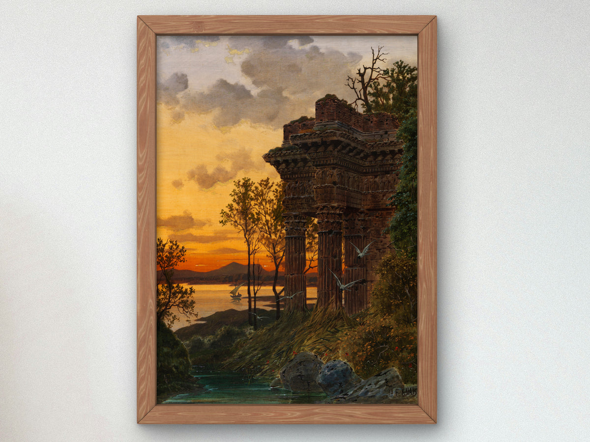 Evening Landscape with Ruins by Ferdinand Knab 1891, Wall Art Print, Fine Art Reproduction, Museum Quality Decor, Poster