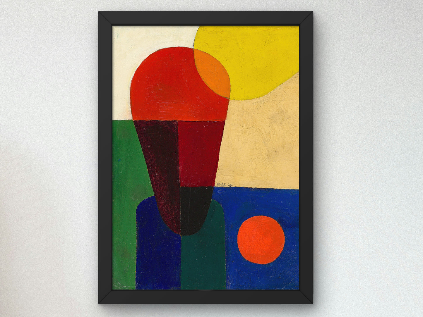 Strongly Abstracted Half Figure by Franz Wilhelm Seiwert 1920, Wall Art Print, Fine Art Reproduction, Museum Quality Decor, Poster
