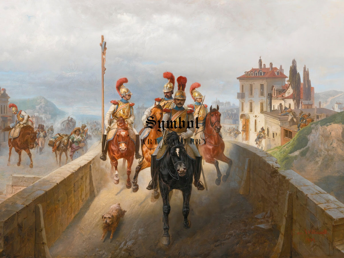 Napoleonic Troops by Bogdan Pavlovich Villevalde 1884, Wall Art Print, Fine Art Reproduction, Museum Quality Decor, Poster