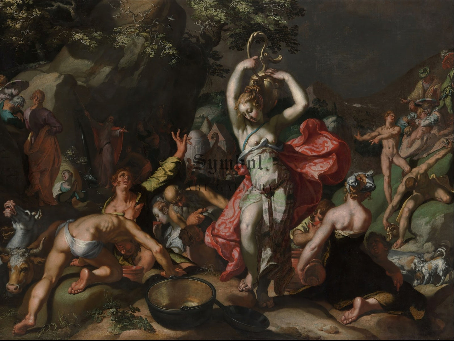 Moses Striking the Rock by Abraham Bloemaert 1596, Wall Art Print, Fine Art Reproduction, Museum Quality Decor, Poster