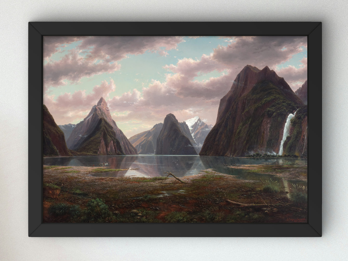 Milford Sound New Zealand by Eugène von Guérard 1877, Wall Art Print, Fine Art Reproduction, Museum Quality Decor, Poster