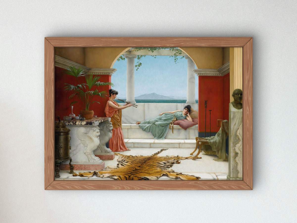 The Sweet Siesta of a Summer Day by John William Godward 1891, Wall Art Print, Fine Art Reproduction, Museum Quality Decor, Poster