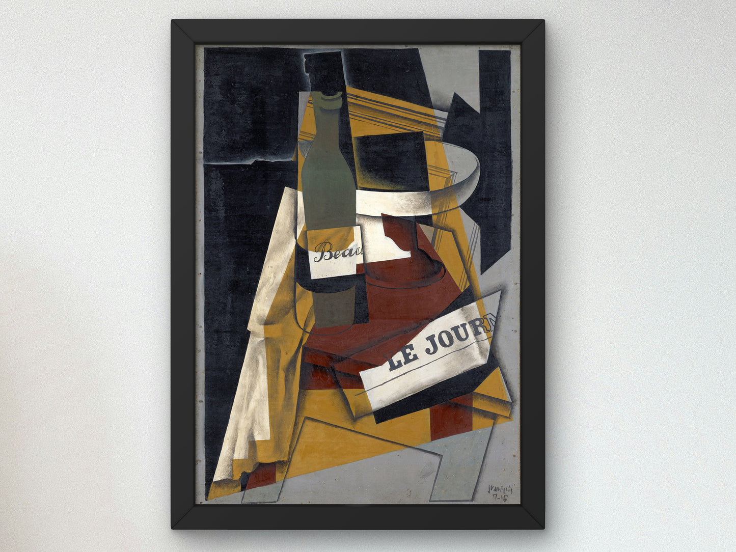 Bottle and Fruit Dish by Juan Gris 1916, Wall Art Print, Fine Art Reproduction, Museum Quality Decor, Poster