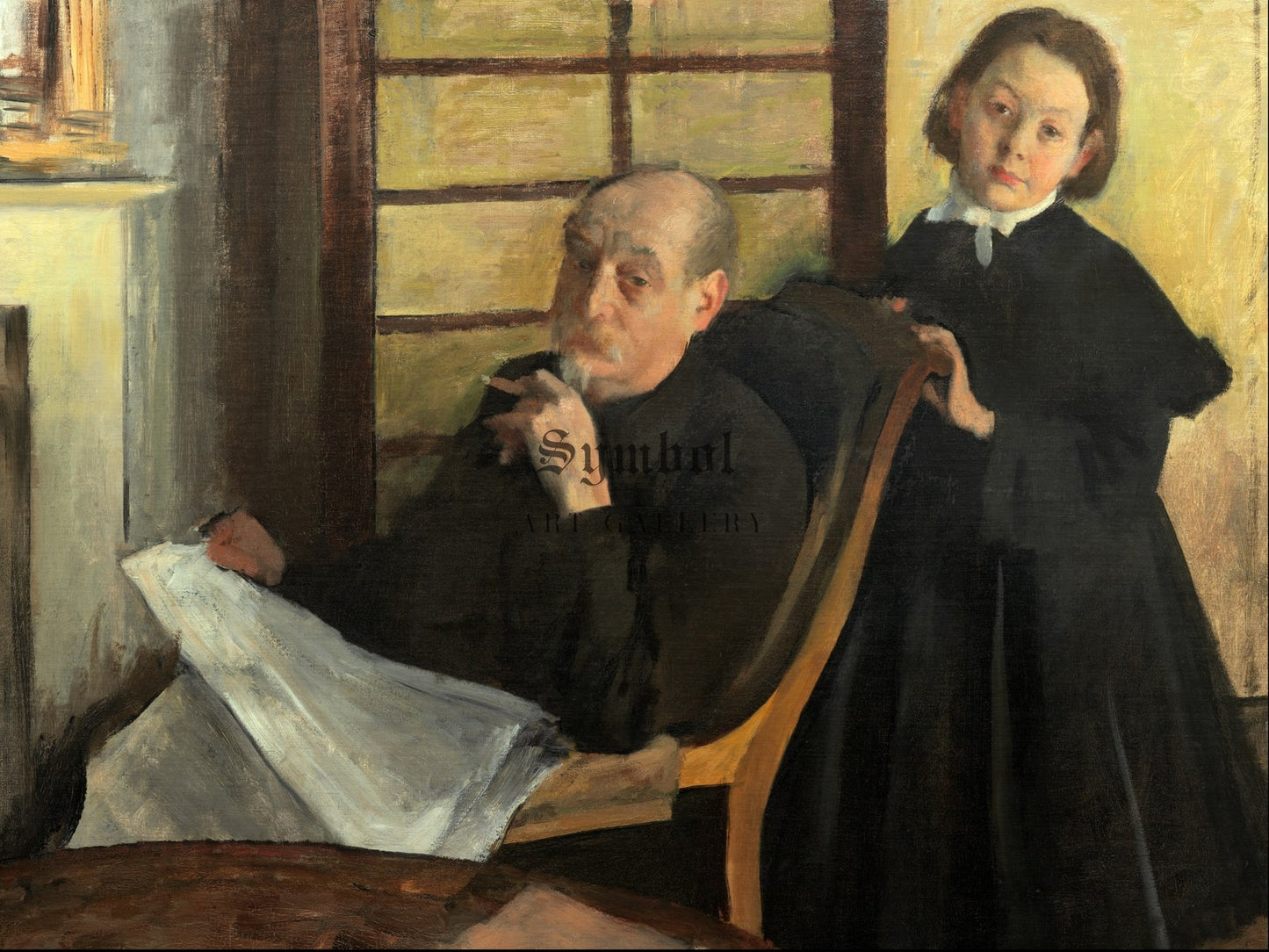 Henri Degas and His Niece Lucie Degas by Edgar Degas 1875, Wall Art Print, Fine Art Reproduction, Museum Quality Decor, Poster