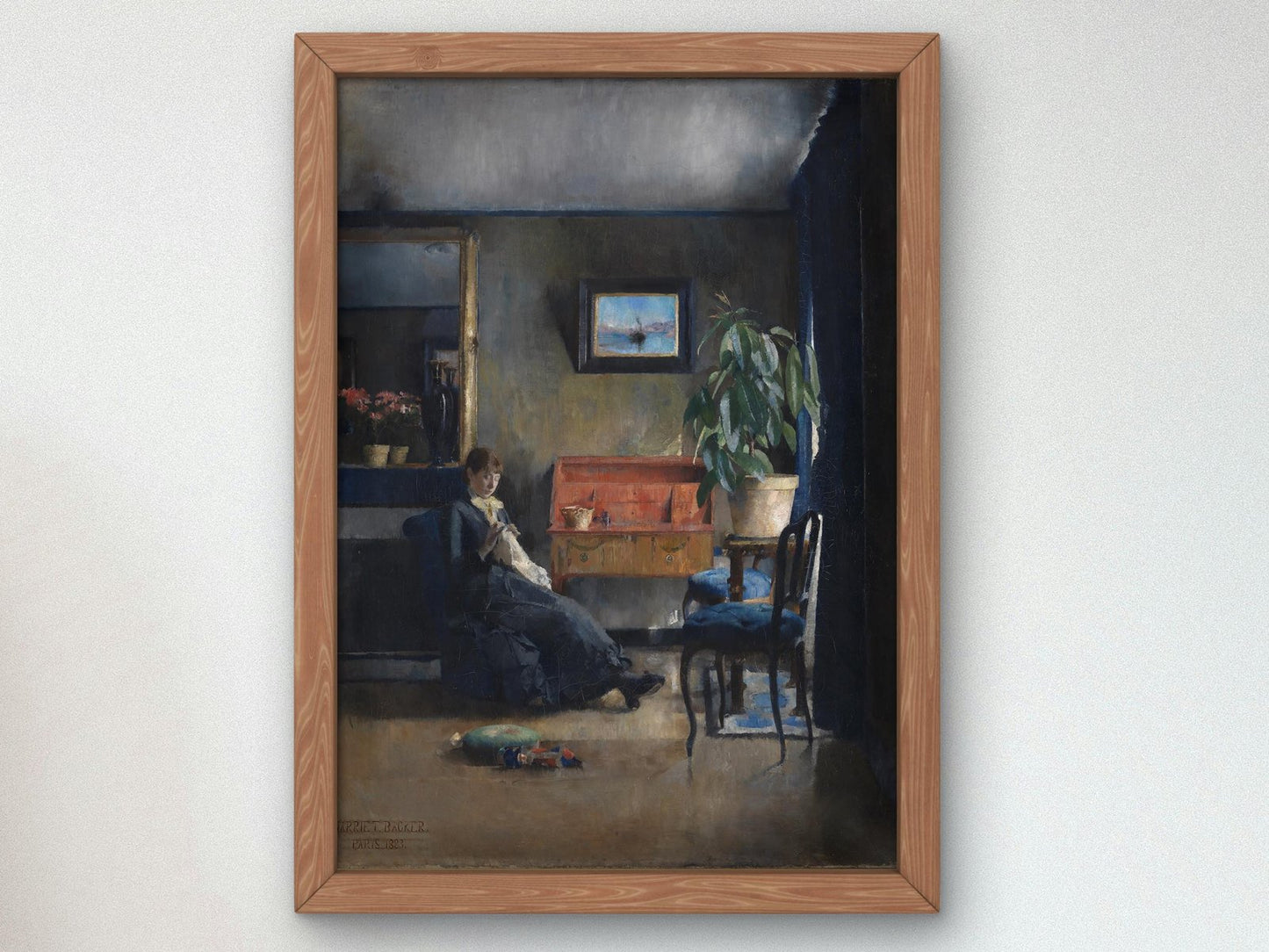 Blue Interior by Harriet Backer, 1883, Impressionism, fine art print
