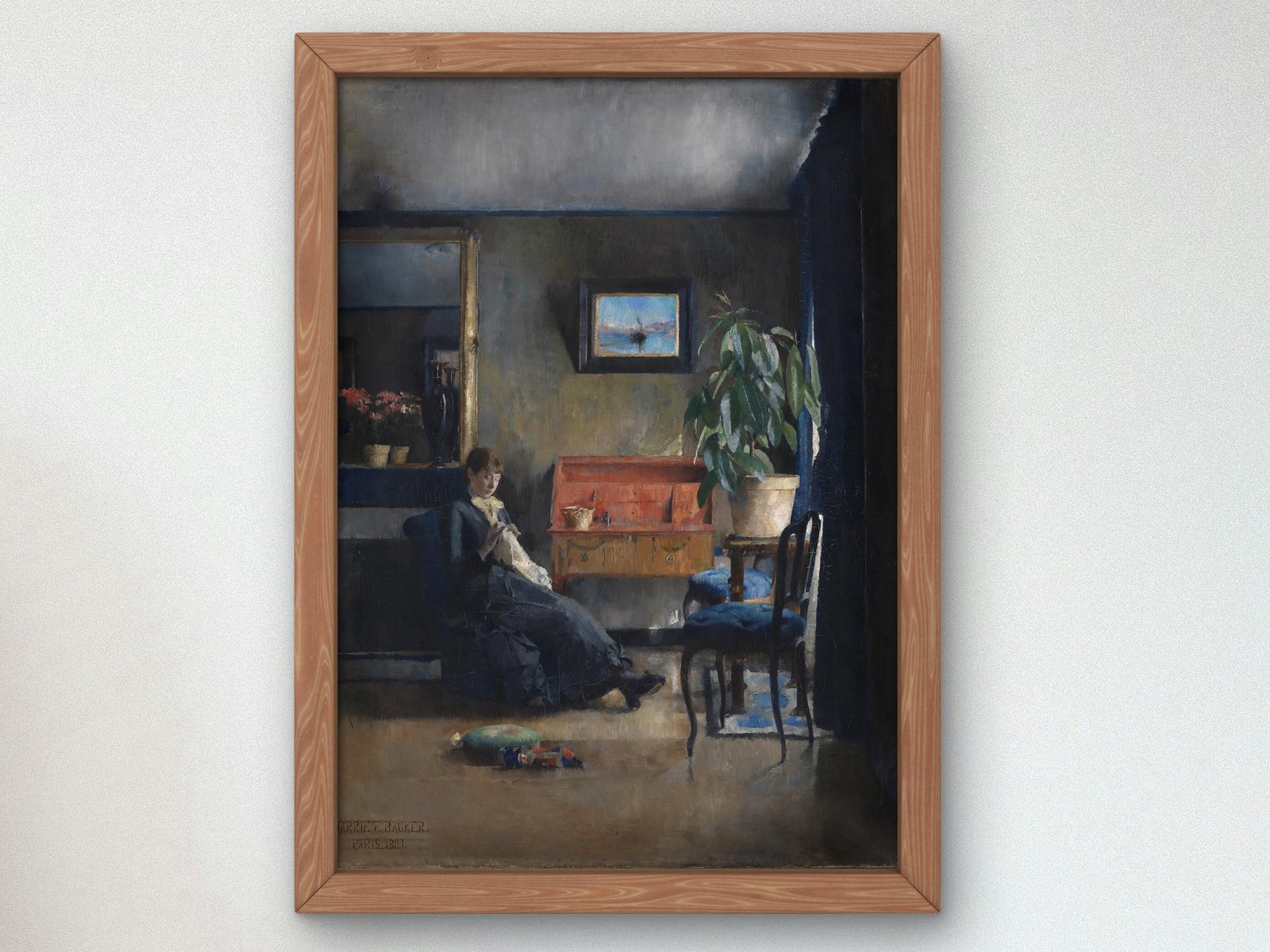 Blue Interior by Harriet Backer, 1883, Impressionism, fine art print