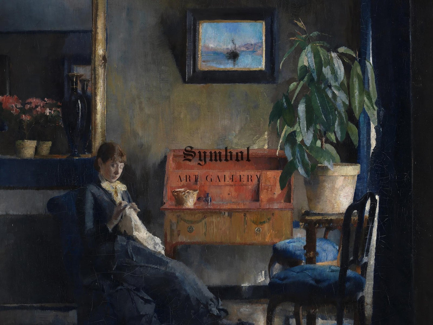 Blue Interior by Harriet Backer, 1883, Impressionism, fine art print