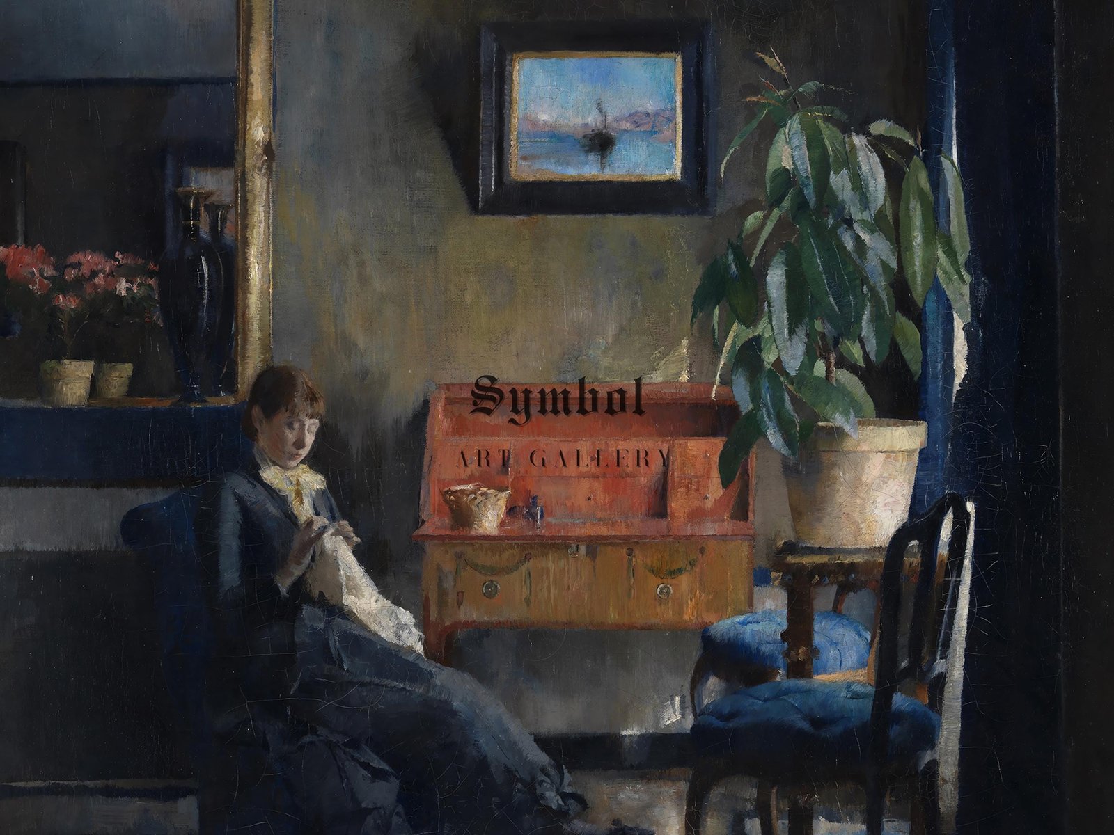 Blue Interior by Harriet Backer, 1883, Impressionism, fine art print