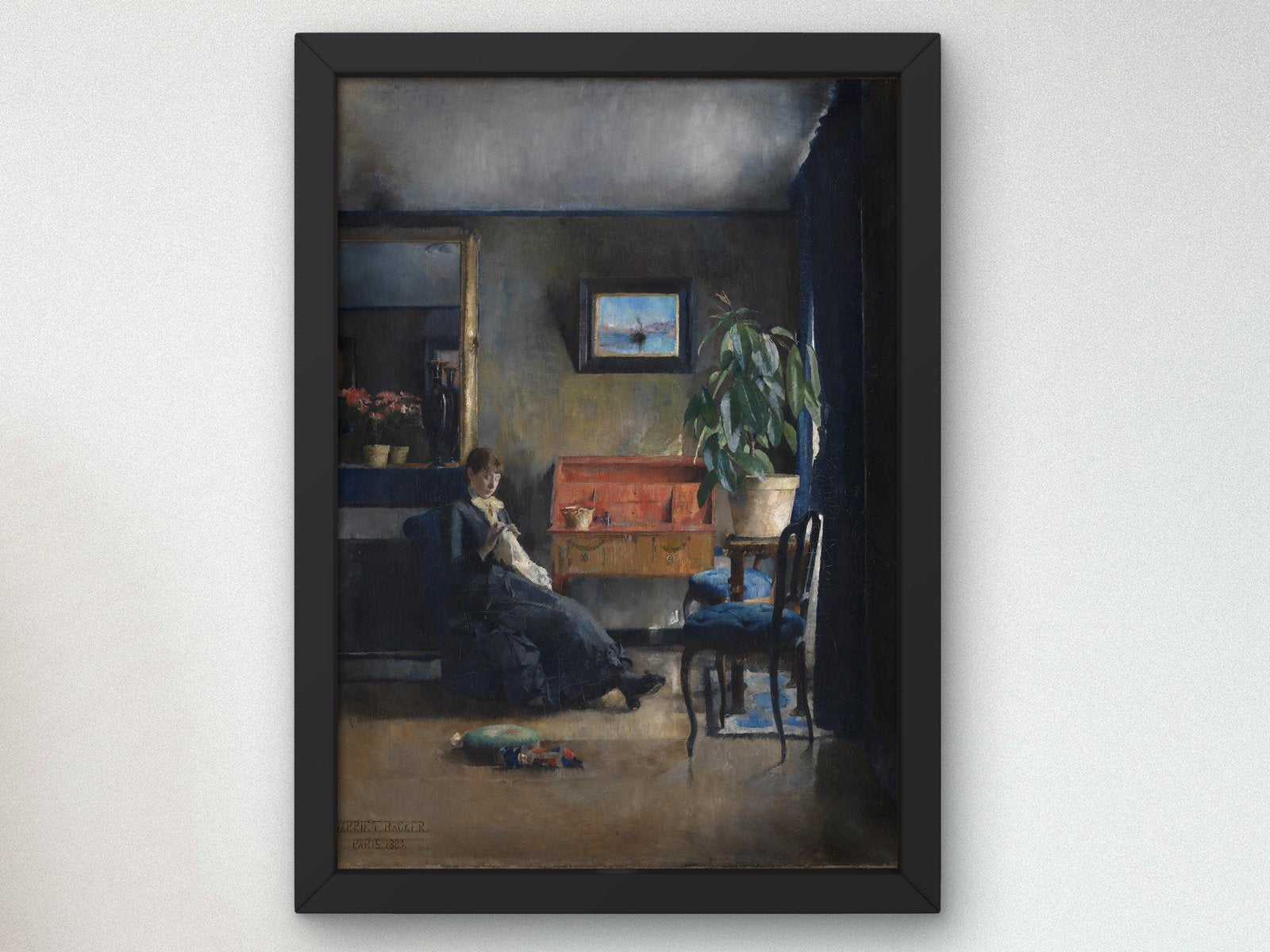 Blue Interior by Harriet Backer, 1883, Impressionism, fine art print