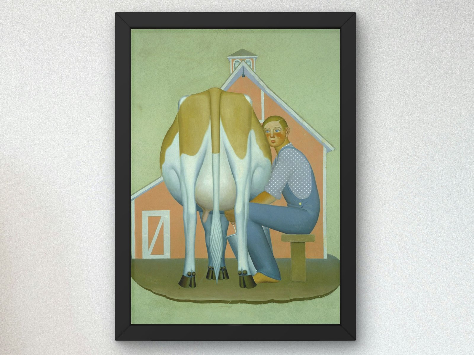 Boy Milking Cow by Grant Wood, 1932, Art Deco and American Modernism, fine art print