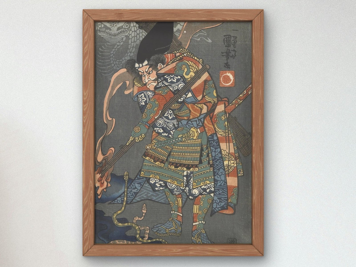 Bravery Matched with the Twelve Zodiac Signs Snake and Nitta Shiro by Utagawa Kuniyoshi, 1840, Japanese Woodblock Prints, fine art print