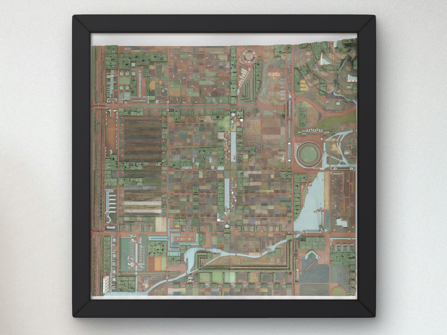 Broadacre City Project by Frank Lloyd Wright, 1934, Art Deco and American Modernism, fine art print