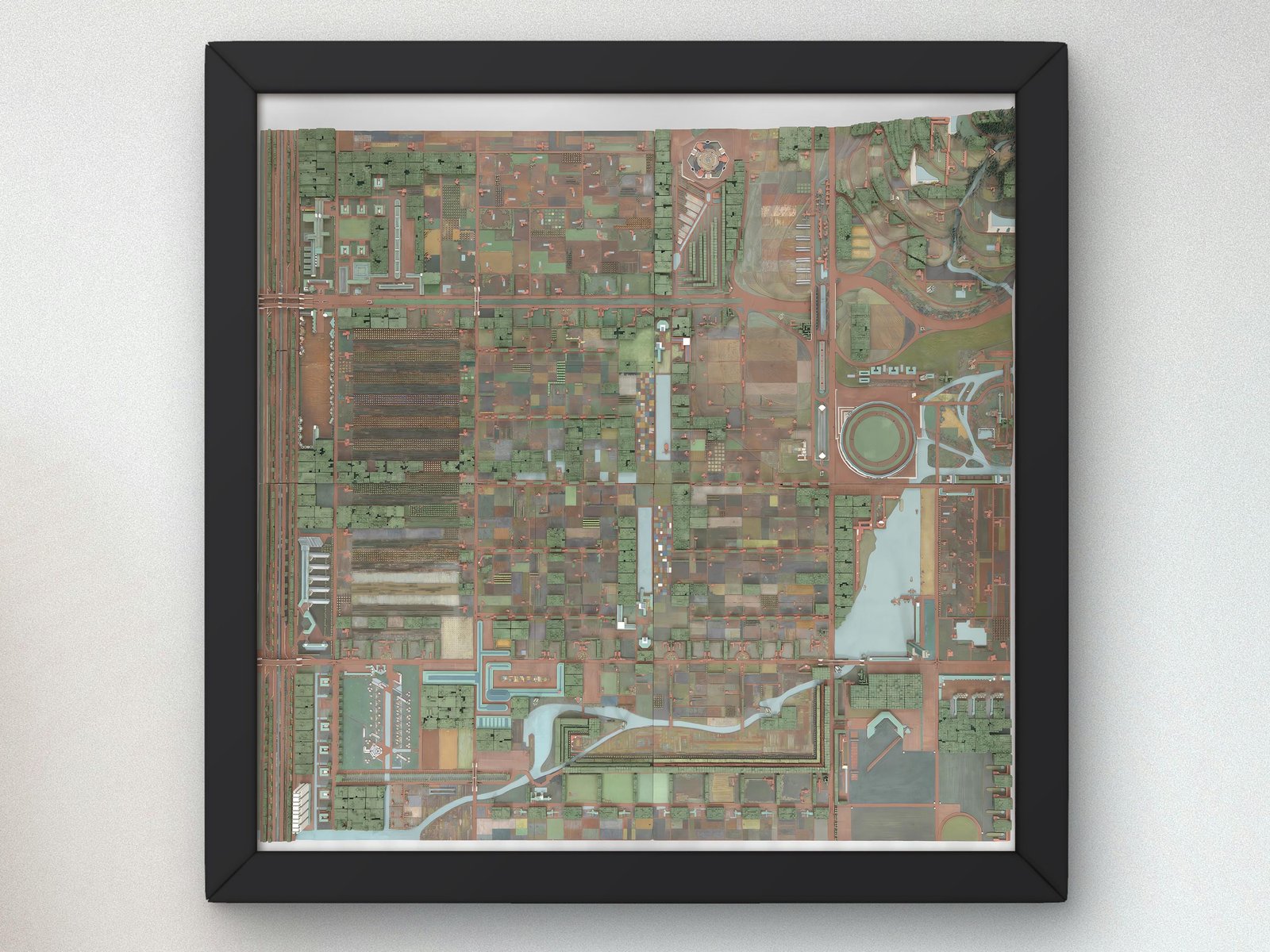 Broadacre City Project by Frank Lloyd Wright, 1934, Art Deco and American Modernism, fine art print