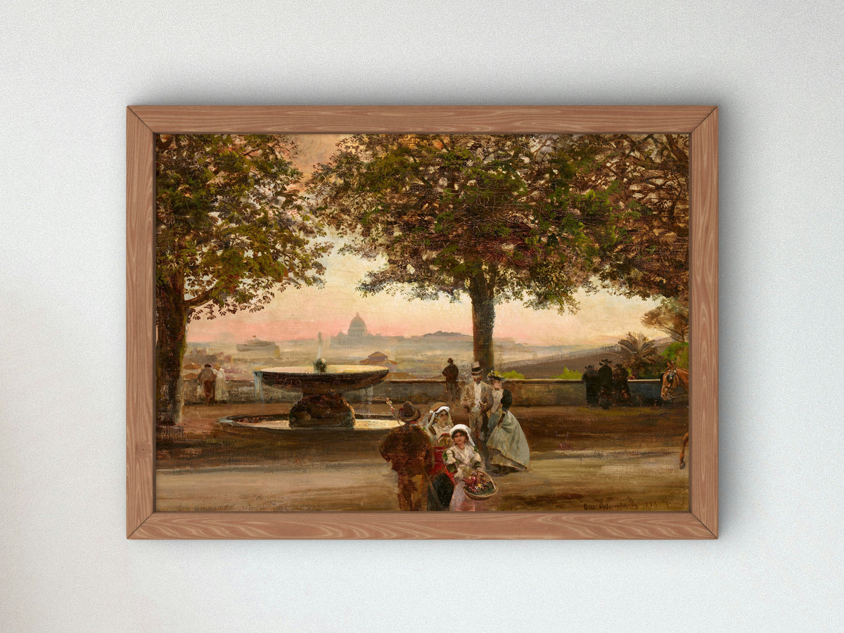 View of Rome from the Villa Medici by Oswald Achenbach 1893, Wall Art Print, Fine Art Reproduction, Museum Quality Decor, Poster