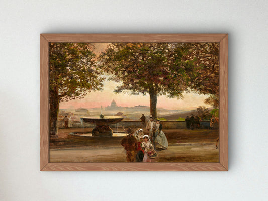 View of Rome from the Villa Medici by Oswald Achenbach 1893, Wall Art Print, Fine Art Reproduction, Museum Quality Decor, Poster