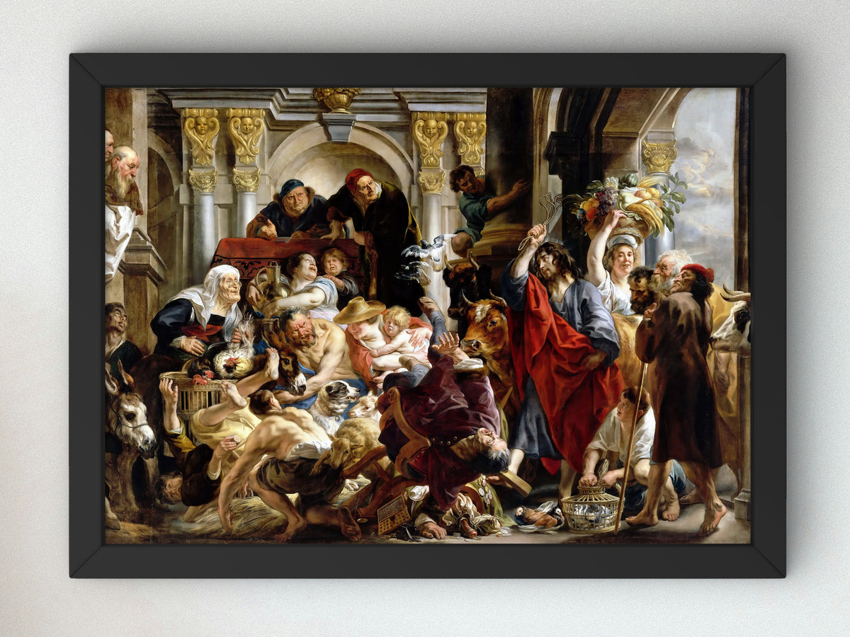 Jesus Driving the Merchants from the Temple by Jacob Jordaens 1645, Wall Art Print, Fine Art Reproduction, Museum Quality Decor, Poster