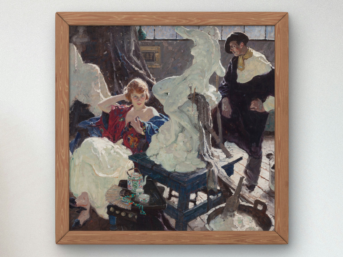 The Artist and His Model by Dean Cornwell 1921, Wall Art Print, Fine Art Reproduction, Museum Quality Decor, Poster