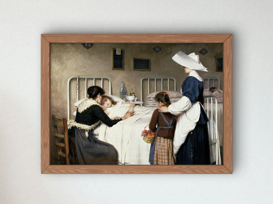 The Mother's Visit to the Hospital by Enrique Paternina García Cid 1892, Wall Art Print, Fine Art Reproduction, Museum Quality Decor, Poster