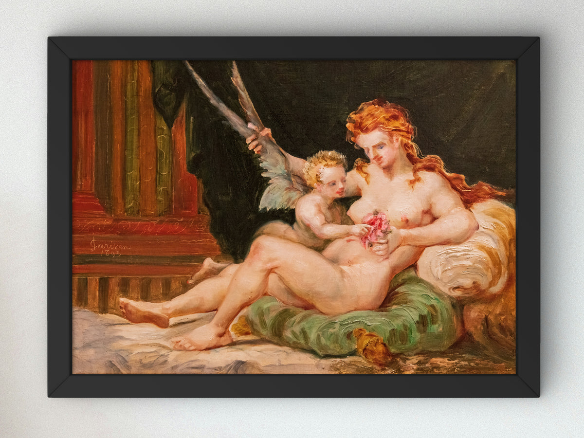 Woman Holding the Wings of Love by Jean Baptiste Cariven 1893, Wall Art Print, Fine Art Reproduction, Museum Quality Decor, Poster