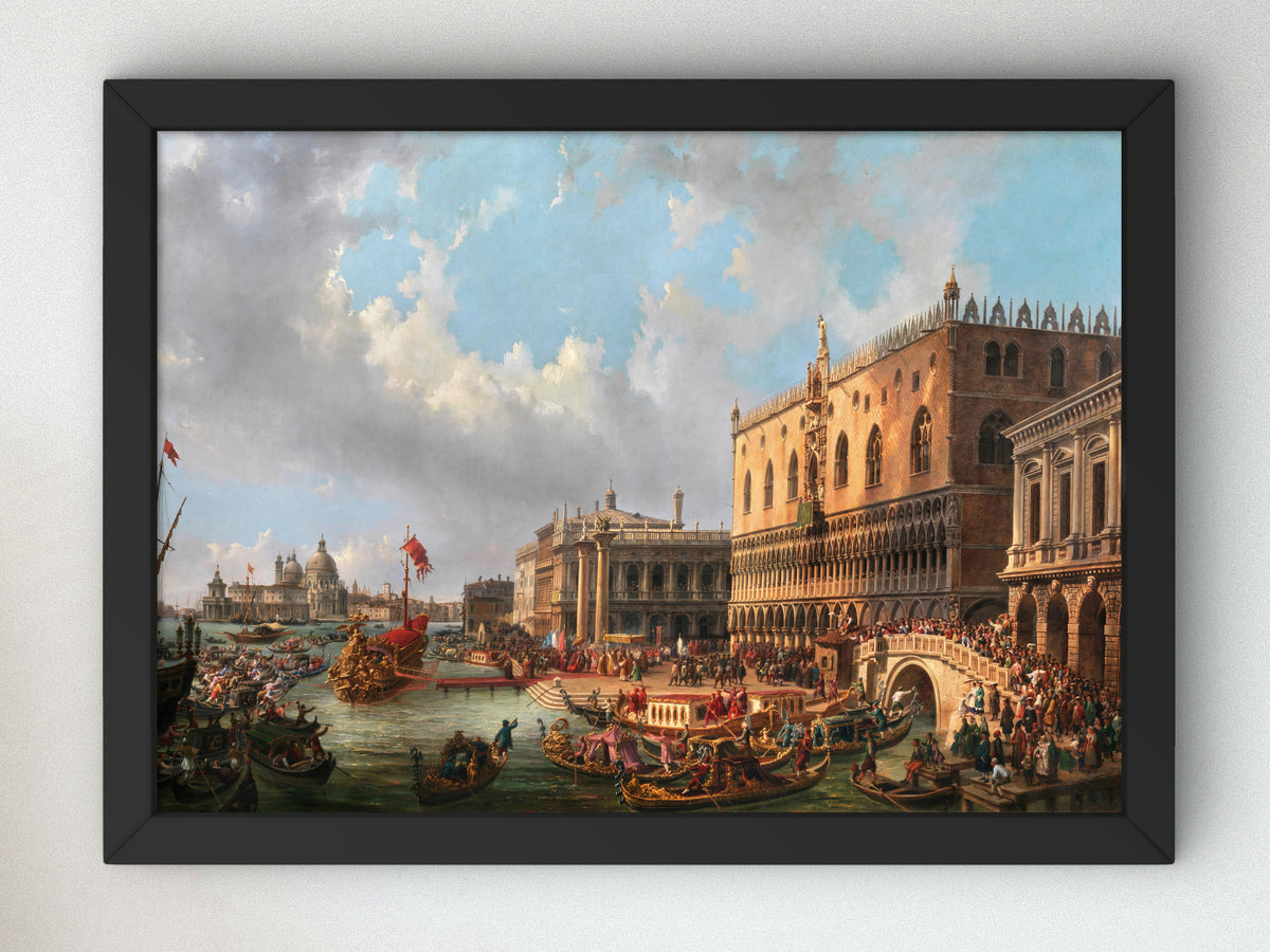 The Blessed Doge Francesco Morosini Leaves Venice to Fight the Turks at the Peloponnese by Luigi Querena 1865, Wall Art Print