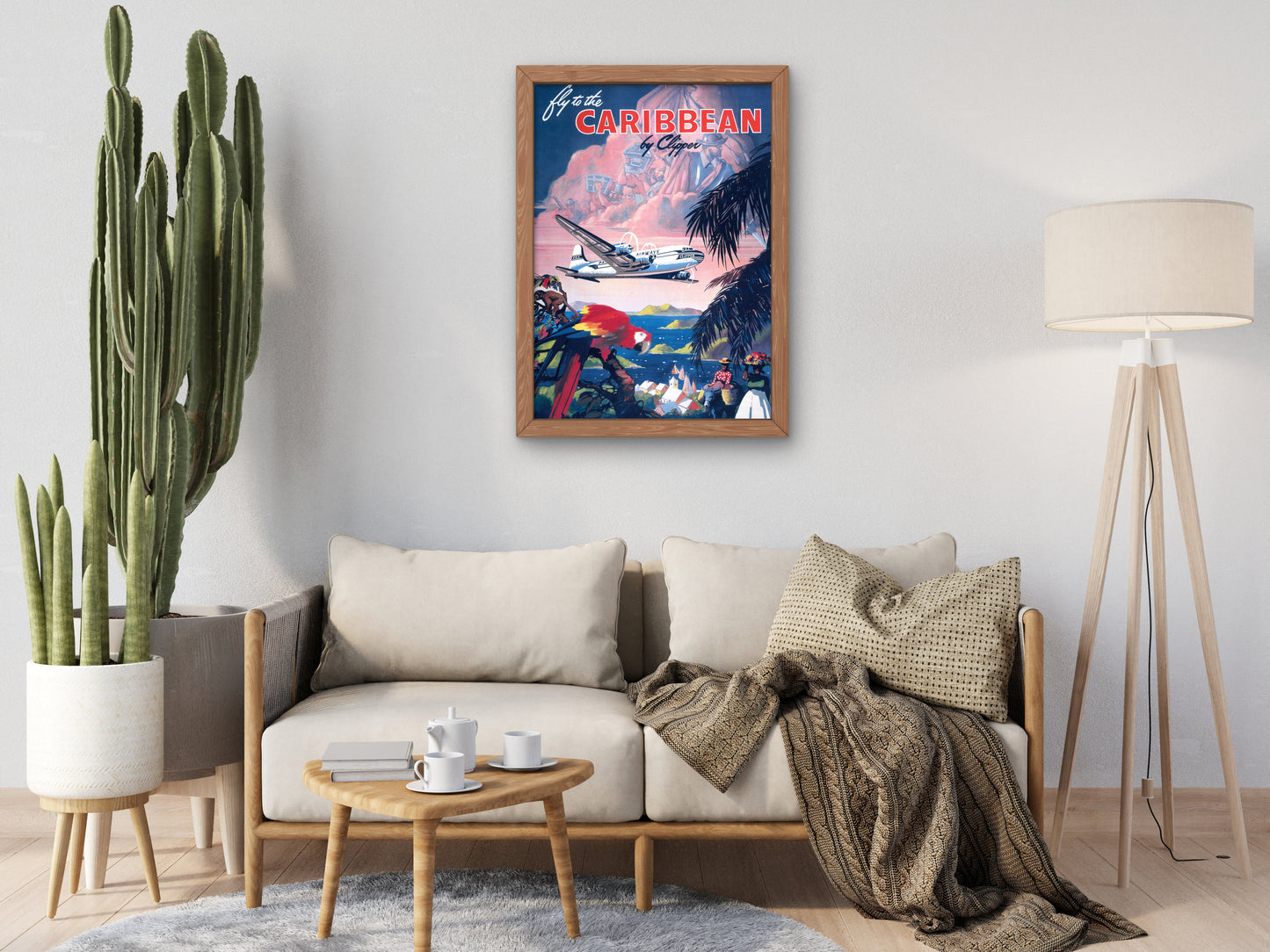 Fly to the Caribbean by Clipper by Mark Von Arenburg 1950, Wall Art Print, Fine Art Reproduction, Museum Quality Decor, Poster
