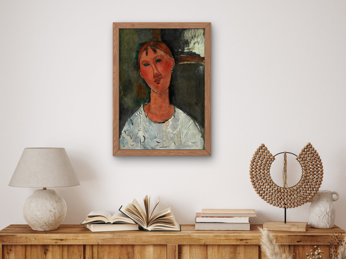 Girl in a White Blouse by Amedeo Modigliani, Wall Art Print, Fine Art Reproduction, Museum Quality Decor, Poster