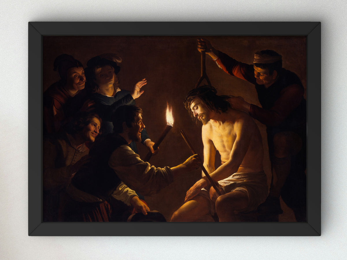 The Mocking of Christ by Gerard van Honthorst 1617, Wall Art Print, Fine Art Reproduction, Museum Quality Decor, Poster