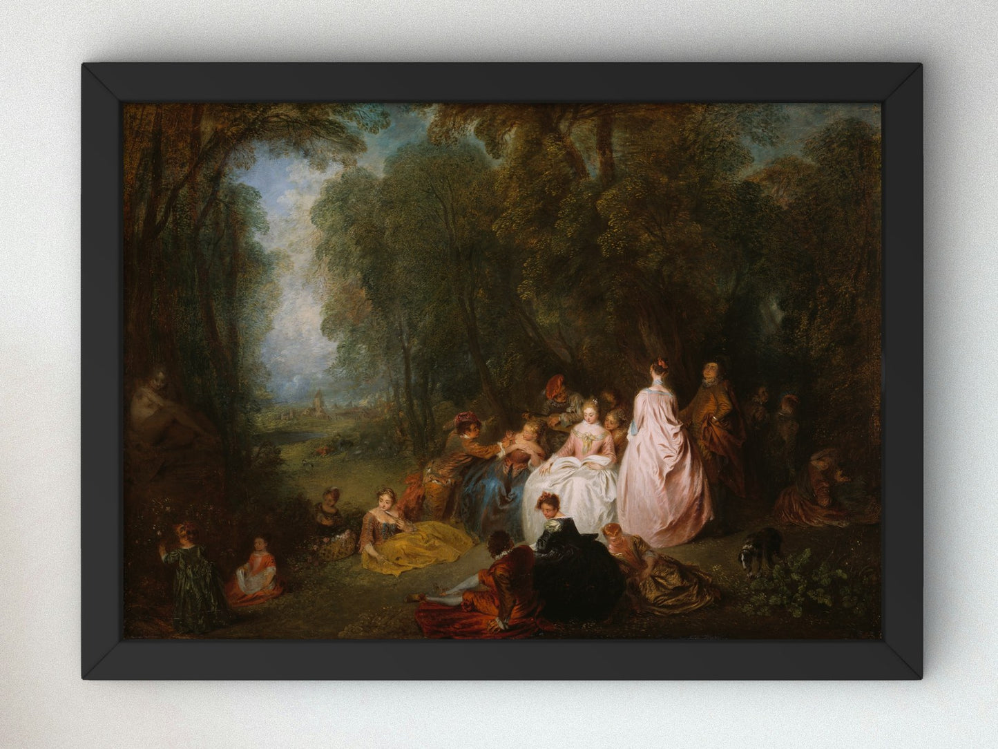 Fête Champêtre by Jean Antoine Watteau 1718, Wall Art Print, Fine Art Reproduction, Museum Quality Decor, Poster