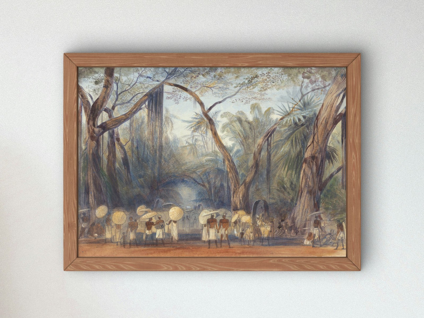 People on the Road Near Calicut Malabar by Edward Lear 1874, Wall Art Print, Fine Art Reproduction, Museum Quality Decor, Poster