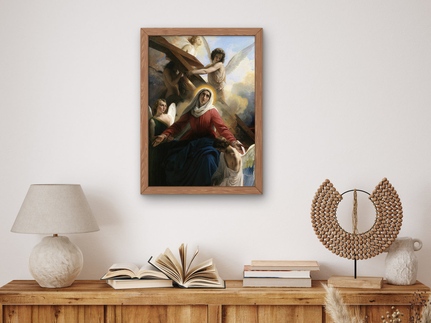 The Virgin in Sorrow with Angels and the Symbols of the Passion by Francesco Hayez 1842, Wall Art Print, Fine Art Reproduction