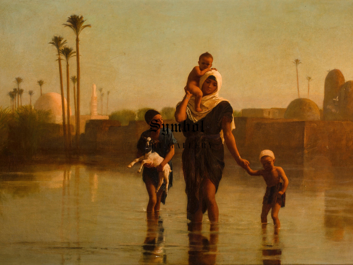 The Way from the Village, Time of Inundation by Frederick Goodall, Wall Art Print, Fine Art Reproduction, Museum Quality Decor, Poster