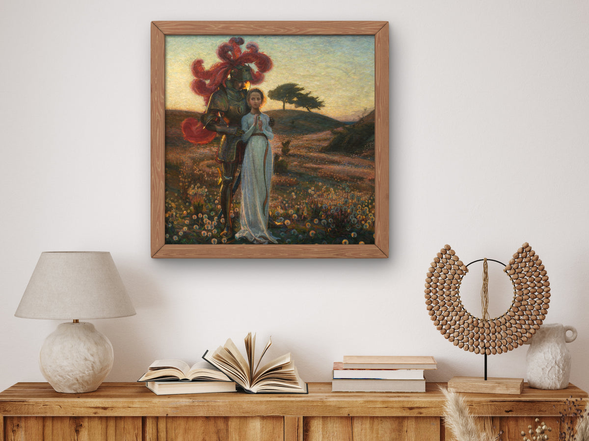 The Knight and the Maiden by Richard Bergh 1897, Wall Art Print, Fine Art Reproduction, Museum Quality Decor, Poster